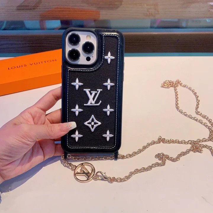 刺繍 iPhone15ケース チェーン